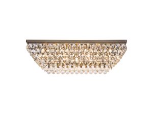 Brisa Linear Flush Ceiling, 11 Light E14, Antique Brass/Crystal Item Weight: 21.8kg