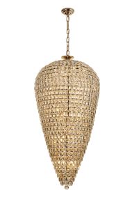 Coniston Tall Acorn Pendant, 30 Light E14, French Gold/Crystal, Item Weight: 84.10kg
