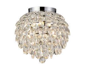 Coniston IP Ceiling, 5 Light G9, IP44, Polished Chrome/Crystal