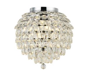 Coniston IP Ceiling, 8 Light G9, IP44, Polished Chrome/Crystal