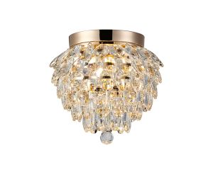 Coniston IP Ceiling, 3 Light G9, IP44, French Gold/Crystal