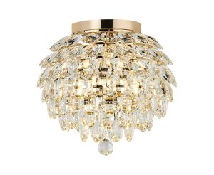 Coniston IP Ceiling, 5 Light G9, IP44, French Gold/Crystal