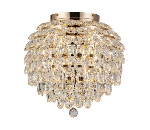 Coniston IP Ceiling, 8 Light G9, IP44, French Gold/Crystal