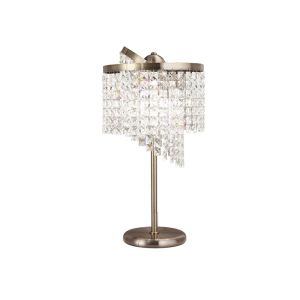 Cortina Table Lamp 3 Light G9 Antique Brass/Crystal