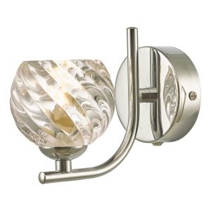 Cradle 1 Light G9 Polished Chrome Wall Light C/W Clear Twisted Style Open Glass Shade