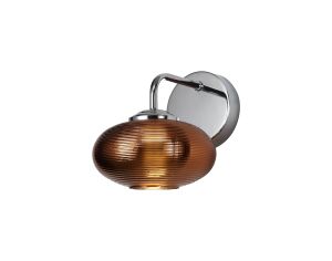 Crain Wall Lamp Switched, 1 x 8W LED, 4000K, Copper/Polished Chrome, 3yrs Warranty