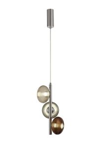 Crain Multiple Pendant, 3 x 8W LED, 4000K, Smoked, Copper & Champagne/Polished Chrome, 3yrs Warranty