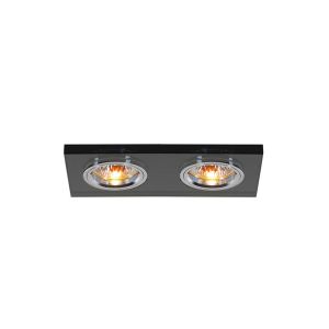 Crystal Dual Head Downlight Rectangle Rim Only Black, 2 x IL30800 REQUIRED TO COMPLETE THE ITEM, Cut Out: 144x62mm