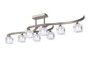 Cuadrax Rectangular Telescopic Semi Flush Convertible 8 Light G9, Satin Nickel