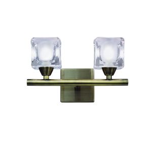Cuadrax Wall 2 Light G9, Antique Brass/Frosted Glass (0993)