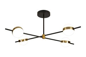 Cuba Ceiling 4 Light, 32W LED, 3000K, 2400lm, Gold/Black, 3yrs Warranty