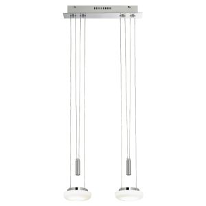 Endon CURTIS-2CH 2 Light LED Chrome Rise And Fall With Opal Glass 1 Light In Chrome