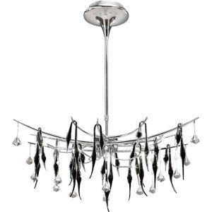 Cygnet Pendant Oval 11 Light G4 Polished Chrome/Black Glass/Crystal, NOT LED/CFL Compatible