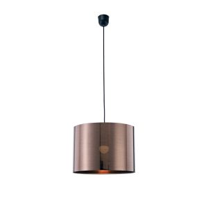 Dako 35cm Black Pendant 1 Light E27 With 350 x 250mm Metallic Bronze Finish Cylinder Shade, c/w Ceiling Bracket