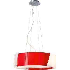 Dakota Pendant Small 4 Light E27 Polished Chrome/Red & White Acrylic