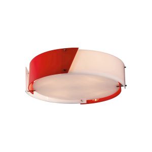 Dakota Flush Ceiling Medium 4 Light E27 Polished Chrome/Red & White Acrylic