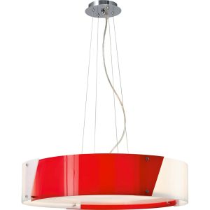 Dakota Pendant Medium 4 Light E27 Polished Chrome/Red & White Acrylic