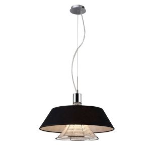 Davina Pendant With Black Shade 3 Light G9 Polished Chrome/Crystal