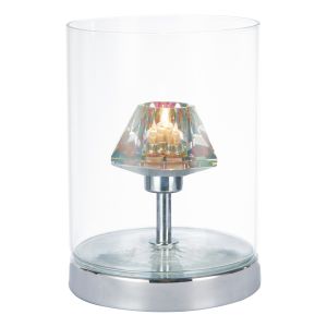 Decade 1 Light G9 Polished Chrome Touch Table Lamp With Clear Glass Outer Shade