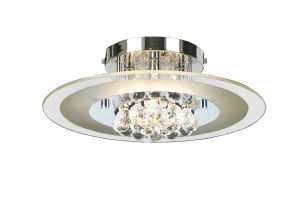 Delmar 39cm Flush Ceiling Round 4 Light G9 Polished Chrome/Glass/Crystal