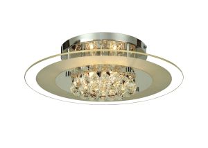 Delmar 50cm Flush Ceiling Round 6 Light G9 Polished Chrome/Glass/Crystal