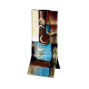 (DH) Delphia Glass Art Rectangle Vase Brown/Blue/Multi-Colour