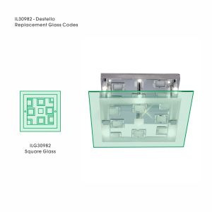 Diyas ILG30982 Destello Square With Crystal Replacement Glass For IL30982
