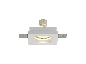 Diana Square Stepped Recessed Spotlight, 1 x GU10, White Paintable Gypsum, Cut Out: L:103mmxW:103mm