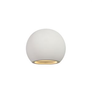 Diana Round Ball Up & Down Wall Lamp, 1 x G9, White Paintable Gypsum