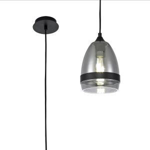 Drake Pendant 15cm Cone, 1 x E27 (Max 20W), Matt Black & Smoke Plated