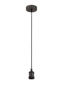 Dreifa 10cm 1.5m Suspension Kit 1 Light Pewter/Dark Grey Twisted Cable, E27 Max 20W, c/w Ceiling Bracket (Maximum Load 1.5kg)