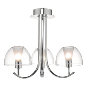 Duana 3 Light G9 Polished Chrome Semi Flush Ceiling Fitting With Clear Glass Shades