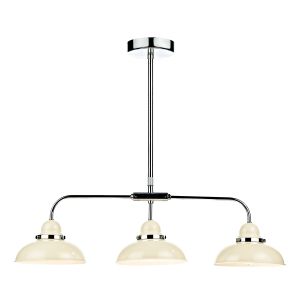 Dynamo 3 Light E14 Ccrain Adjustable Linear Bar Pendant With Polished Chrome Detail