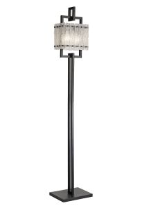 Eagle Floor Lamp, 2 Light E27, Matt Black/Crystal Sand Glass