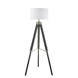 Easel 1 Light E27 Adjustable Height Tripod Floor Lamp Black C/W Innsbruck Ivory Faux Silk Oval 45cm Shade