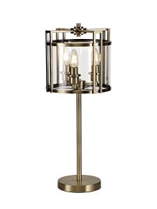 Eaton Table Lamp 3 Light E14 Antique Brass/Glass