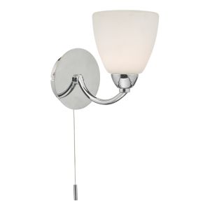 Dar EDA0750 Edanna Single Bathrrom Wall Light Polished Chrome/Opal Glass Finish