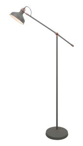 Edessa Adjustable Floor Lamp, 1 x E27, Sand Grey/Copper/White