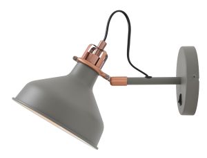 Edessa Adjustable Wall Lamp Switched, 1 x E27, Sand Grey/Copper/White