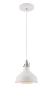 Edessa 19cm Small Pendant, 1 x E27, Sand White/Satin Nickel/White