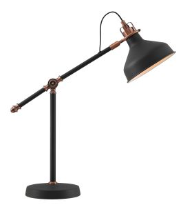 Edessa Adjustable Table Lamp, 1 x E27, Graphite/Copper/White