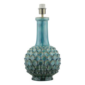 Edlyn 1 Light E27 Blue Reactive Glaze With Antique Brass Detail With Inline Switch (Base Only)