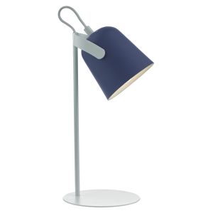 Effie 1 Light E14 White Desk Table Lamp With A Blue Adjustable Head With Inline Switch