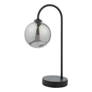 Eissa 1 Light G9 Matt Black Touch Table Lampt With Smoked Glass Shade