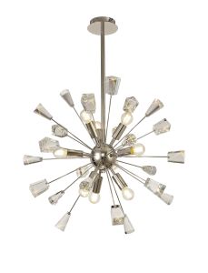 Ella Pendant Sputnik, 9 Light E14, Polished Nickel/Crystal