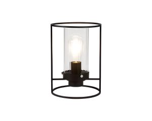 Ellen Table Lamp, 1 Light E27, Black/Clear Glass