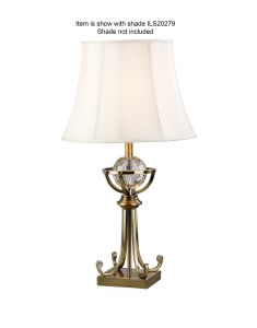 Elmo Large Crystal Table Lamp WITHOUT SHADE 1 Light E27 Antique Brass