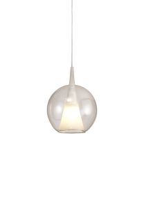 Elsa Assembly Pendant (WITHOUT PLATE) With Round Shade, 1 Light E27, Clear Glass With Frosted Inner Cone