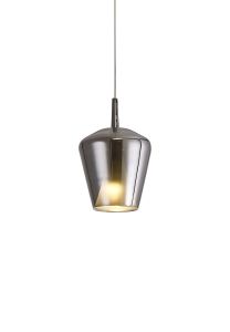 Elsa Assembly Pendant (WITHOUT PLATE) With Inverted Bell Shade, 1 Light E27, Chrome Glass With Frosted Inner Cone