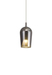 Elsa 17cm Assembly Pendant (WITHOUT PLATE) With Champagne Glass Shade, 1 Light E27, Chrome Glass With Frosted Inner Cone